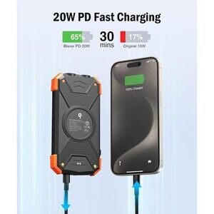 BLAVOR Solar Charger Power Bank 10000mAh Portable Wireless Charger 20W Fast Char